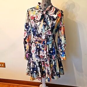 NWOT Dalia Macphee long sleeves mini dress,size S.